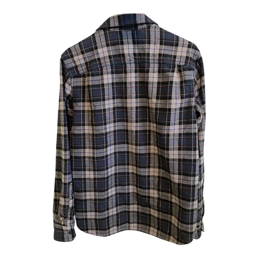 The North Face Mens Blue Grey Plaid Flannel Button Down Shirt Small Long Sleeve